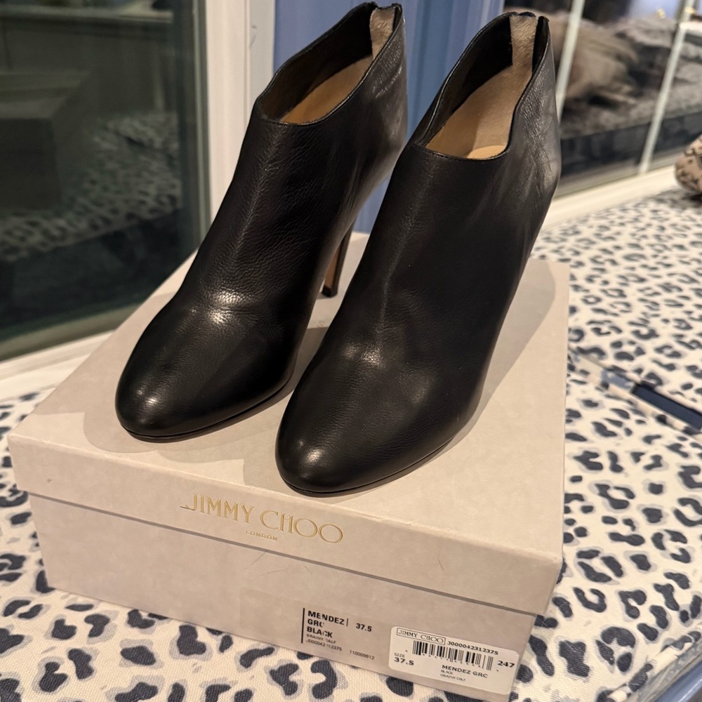 Jimmy Choo Black Leather Ankle Booties